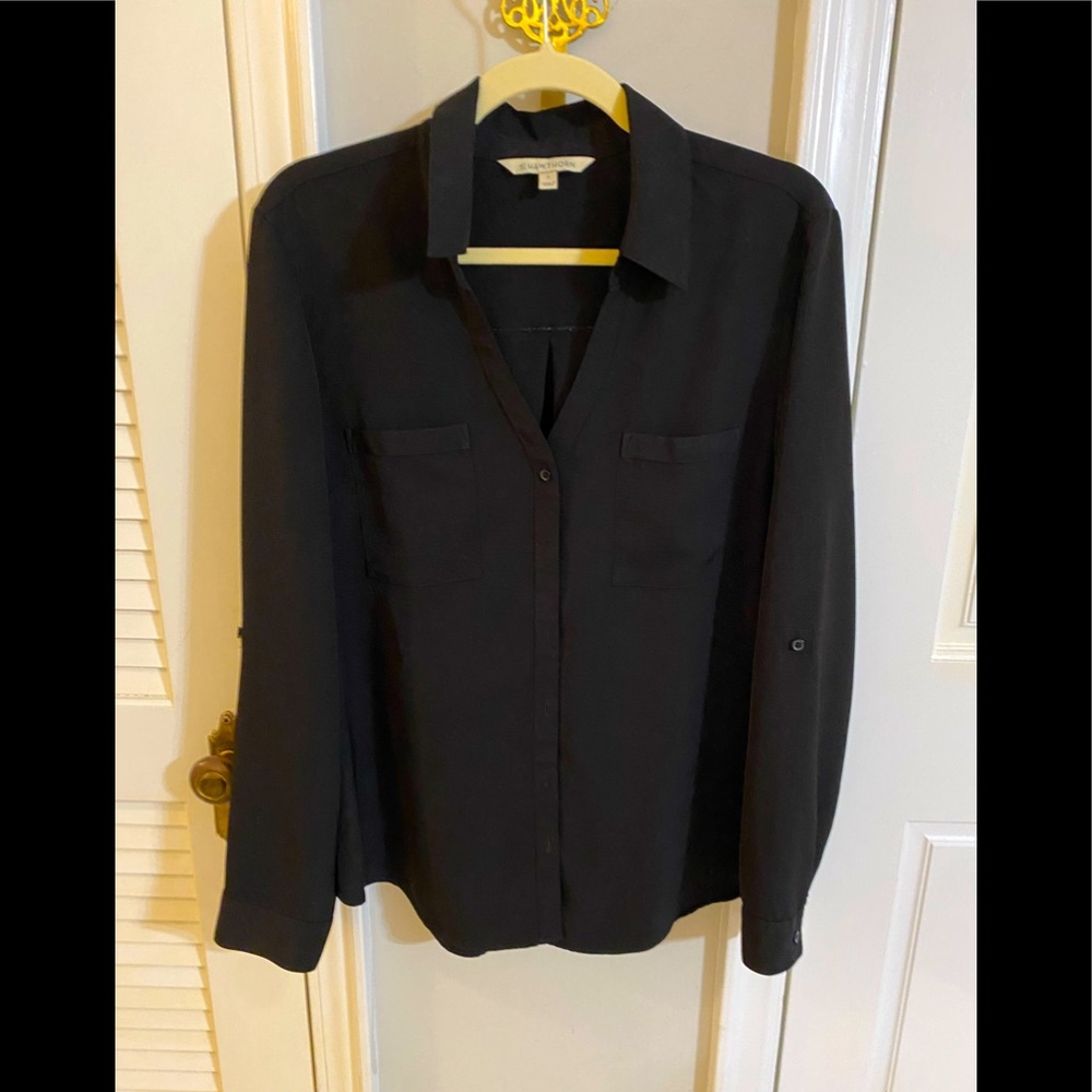 41 Hawthorn black long sleeve blouse; SZ L